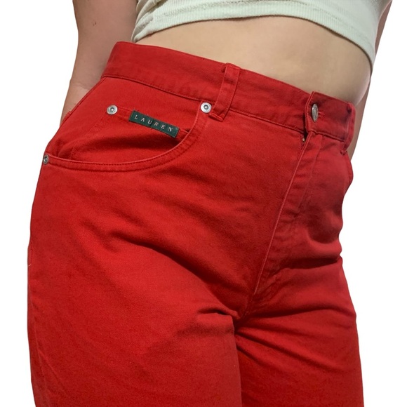 Vintage 90s Ralph Lauren Red High Waisted Pants | Sz 6 - Picture 3 of 4